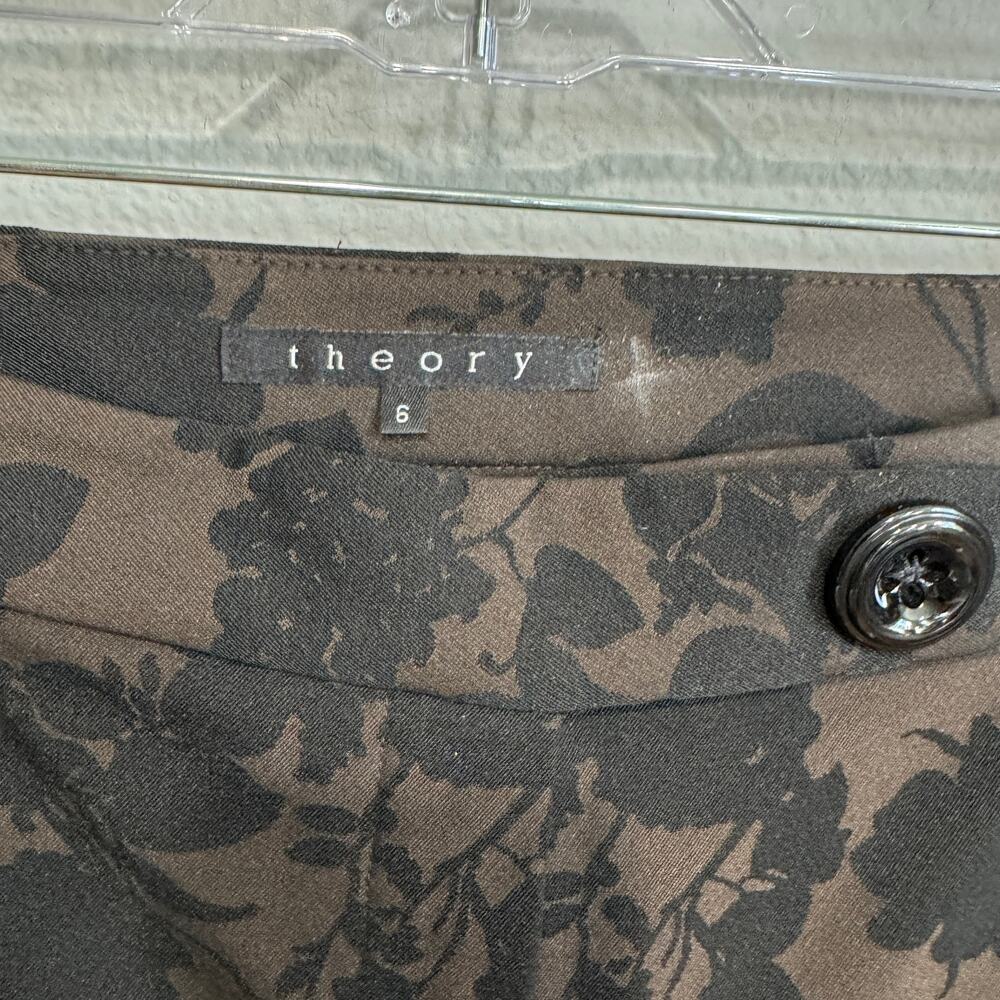 Theory Brown and Black Floral Silhouette Print Dress Pants Size 6 - Picture 2 of 7